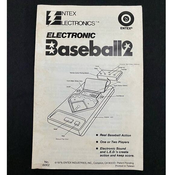 1979 Entex Electronics Baseball 2 Handheld Game and Instructions, Not Working - Picture 4 of 10